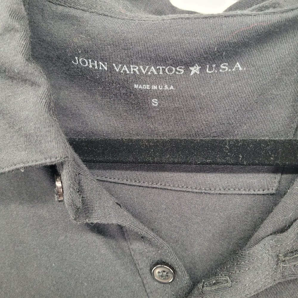 John varvatos Mens small black polo shirt short sleeve collared cotton Playboy - Picture 4 of 9